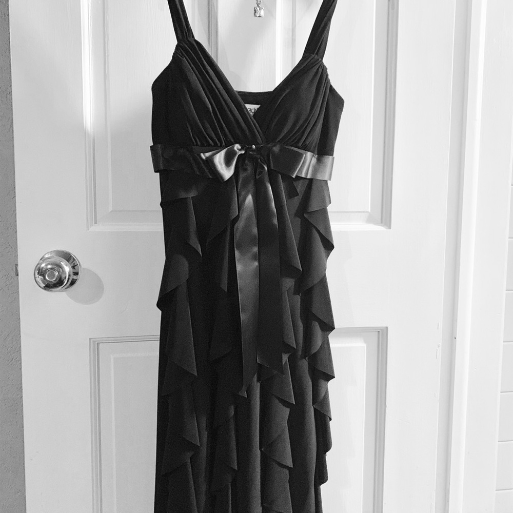Cache Black Ruffle Bow Front Midi Evening Dress - Picture 3 of 8